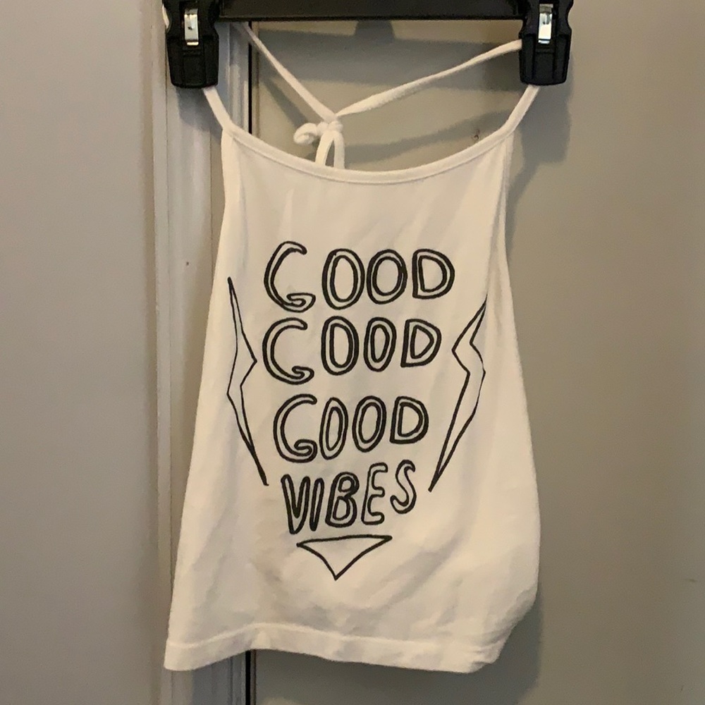 GOOD GOOD GOOD VIBES lightning bolt halter top